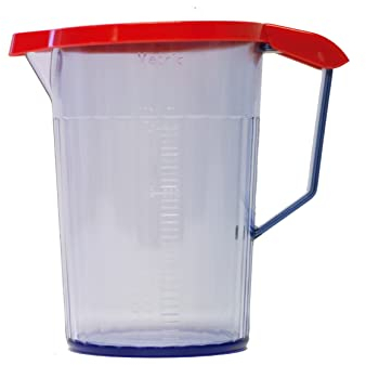 Antibacterial Graduated Jug 750ml with Antibacterial Jug Lid Reusable Virtually Unbreakable Polycarbonate (Red)