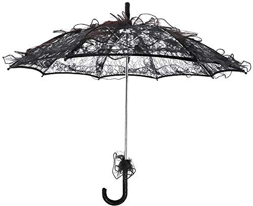 Lace Parasol Wedding Umbrella Lace Parasol Umbrella for Women, Wedding Handheld Lace Parasol Umbrella for Lady Women Party Decor Dancing Photography Prop(Black)