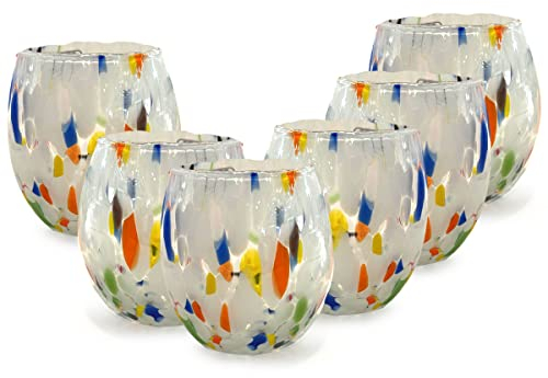 Gocce di Murano 6 Weingläser nach der Tradition der Murano-Handwerker, mundgeblasenes und handgearbeitetes Glas 200 ml - Elegante und wertvolle Weingläser