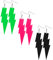 3 Paar Lightning Ohrringe Neon Grün Pink Schwarz Blitz Vintage Ohrringe 80er Lightning Bolt Ohrringe Acryl Lightning Ohrringe 80er Damen Mädchen Ausgefallene Accessoires Halloween Neon Party