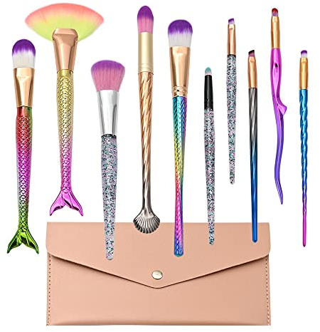 Dolovemk Meerjungfrau Make-up Pinsel Set Soft Premium Synthetic Foundation Gesicht Puder Blush Lidschatten Kabuki Pinsel Set Augenkontur Kosmetikwerkzeuge