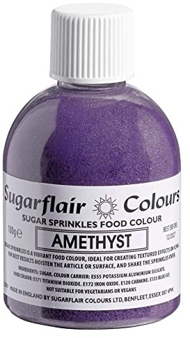 Sugarflair Amethyst Edible Glitter Sugar Sprinkles - for Cake Decorating, Sprinkle on Cakes, Cupcakes Treats, Desserts Ice Cream and Deserts - 100g