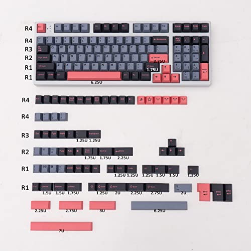 173 Tastenkappen Cherry Profile Doubleshot Custom Black Grey Pink Keycaps Set für 60% 65% 75% 95% Cherry MX Mechanical Keyboard