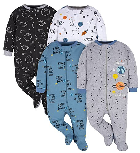 Gerber Baby - Jungen 4er-pack Sleep 'N Play Füßlinge Baby and Toddler Sleepers
