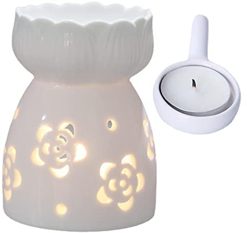 Ceramic Oil Burner Diffuser, Fragrance Lamp Made of Ceramic, Decorative Wax Melt Burner with Candle Spoon, Candle Burner, Tea Light Holder, Calabash Lamp, Scented Light, Burner for