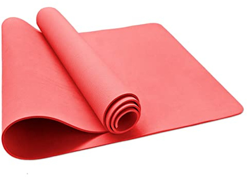 emmevi Weiche rutschfeste Fitnessmatte Gymnastikmatte Yogamatte Haus Koralle, Rot, Ideal für Yoga, Pilates, Gymnastik, 61 x 173 cm, 4 mm Dicke, 100% PVC