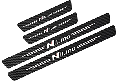 KBUYS 4 Stück Kohlefaser N LINE Auto Einstiegsleisten Aufkleber kompatibel mit Hyundai Creta Azera I10 I20 I30 I40 Ix35 Veloster Auto Decor Zubehör (Color : Nline)
