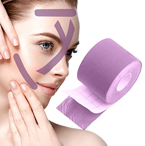 Face Lifting Tape,Myofasziales Gesichtstraffungsband,Wrinkles Schminkles, Anti-Falten-Pflaster,Multifunktional Wrinkle Patch,Straffung der Haut,für Stirnfalten, Smile-Linien, 2.5 cm*5 m Lila