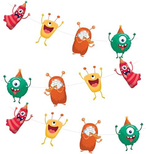 Monster - Girlande zum Kindergeburtstag - Geburtstagsdeko - Wimpelkette Monstergeburtstag - Raum Dekoration