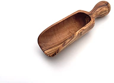 Pala de cocina de 17 cm, pala dosificadora para harina, cereales, azúcar, especias, alimentos, palas de madera, hechas a mano, madera de olivo