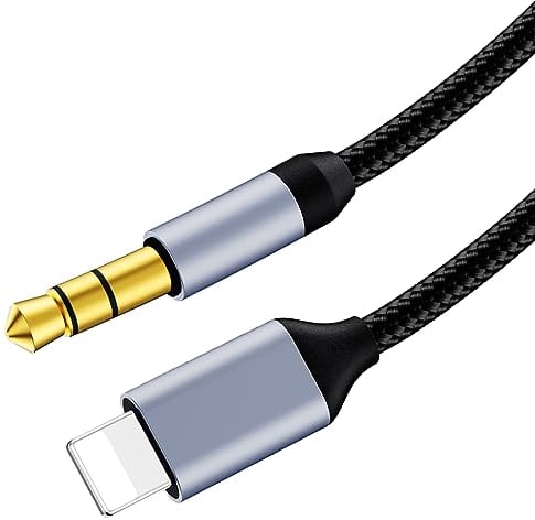 AXFEE Cable Auxiliar Coche para iPhone, Adaptador de Audio de 3.5 mm Macho, Cable de Audio Auxiliar Lightning a Jack 3,5 mm, Compatible con Phone 14/13/12/11/XS/XR/8/7(1M)