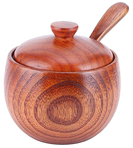 Boîte à Sel En bois,Boîte à Sel, Pot Épices Assaisonnement, Récipient Épices, Seasoning Containers Pot à épices Sel Spice Jar Condiments boîte avec Cuillère, Pot de stockage d'épices Cuisine