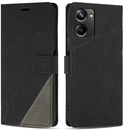 SONWO Etui Coque pour Realme 10 4G, Protection Housse en Cuir PU Portefeuille Livre pour Realme 10 4G, Emplacements Cartes, Fonction Support, Noir