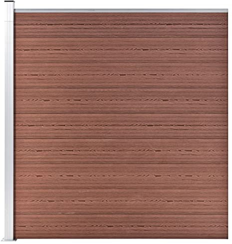 Festnight WPC Zaun-Set WPC Sichtschutzzaun Windschutz 1 Element mit 1 Pfosten WPC Zaun Zau nelement Set Zaun Gartenzaun Wpc Zaun Komplettset 175x186 cm Braun