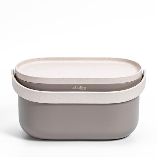 Urbalive Design Poubelle à Compost de Cuisine 4 L - Composteur Cuisine avec Couvercle et Poignée - Seau à Compost Anti Odeur - Lavable au Lave - avec des Sacs Biodégradables