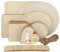 65 Stück Unbehandeltes Holzplatte zum Basteln, Rund Quadratische Herzförmiger Holzscheiben Rohlinge, Brandmalerei Malerei Schreiben Beizen Holzplatte Set, für DIY Handwerk, Partydekoration