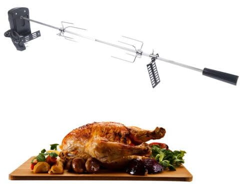 GMSLuu Rotisserie Grillspieß mit Motor Drehspieß 80 cm Drehspiess Fleischnadel BBQ mit 2X Fleischnadeln Belastung bis zu 10kg