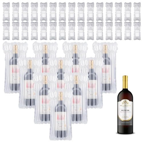 20 Pack Wine Bottle Protector, Reusable Bottle Bag Bubble Cushion Wrap Sleeve, Bubble Bags for Safe Packaging Transportation