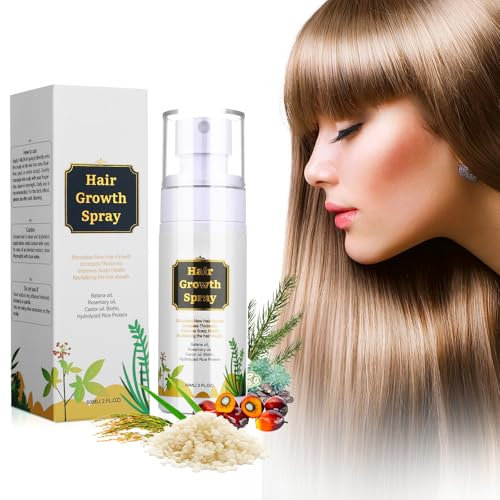 Natürliches Haarwachstum Öl Spray mit Batana Öl Rosmarinöl Rizinusöl Reiswasser Biotin und Koffein für Feine Dünnes Haar, Verdichtendes Serum für Kopfhaut Haarpflege 60 ml