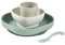 BÉABA, Set Vaisselle Silicone Repas Bébé, Avec Ventouse, Anti-dérapant, 4 Pièces, Assiette + Bol+ Verre + Cuillère, Silicone Saine et Durable, Compatible lave-vaisselle, Micro-onde, Vert Sauge