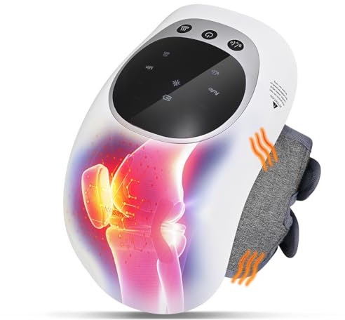 Knie Massagegerät, kabelloses KnieMassagegerät mit Rotlichtheizung, 40 cm Klettverschluss, Vibrationsmassage, Touchscreen-LED, Typ-C Ladeanschluss, Linderung von Knieschmerzen für Vatertag