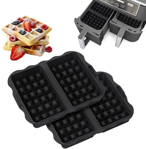 HOTUT Stampi per Waffle in Silicone, 2 Pezzi Stampo per Waffle Stampi da Forno in Silicone, Accessori per Friggitrice compatibili con Ninja AF400EU, AF451EU, AF500DE, SL400EU