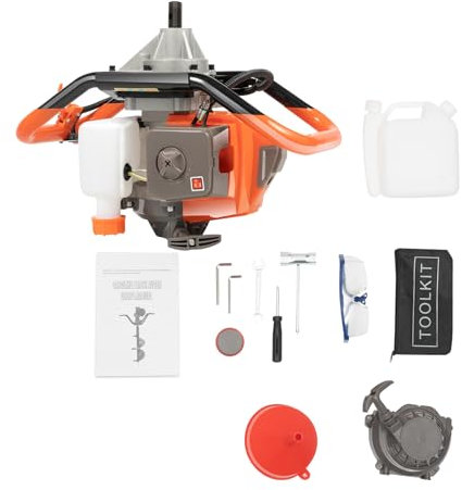 Tarière 2 Temps 71cc Excavatrice De Trous De Sol 2,3 KW 300 tr/min Foret De 10 à 20cm Réservoir D'eau De 1 L Convient Pour La Plantation Les Clôtures Et Les Terres Agricoles