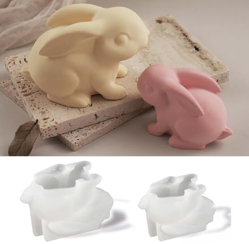 BDYLYS Silikonformen Gießformen Ostern, 2 Stück 3D Silikonform Hase für Frühling, Gießformen Silikon zum Kerzen, Gießen, Epoxidharz Formen