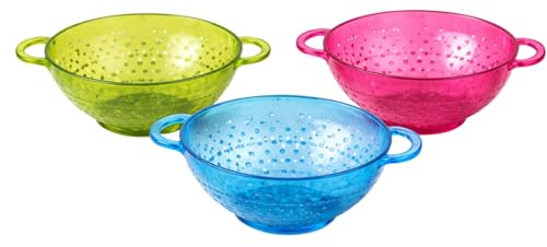 Set de 3 Passoires 15 cm Colorées en Plastique – Égouttage Pratique, Légères et Compatibles Lave-Vaisselle