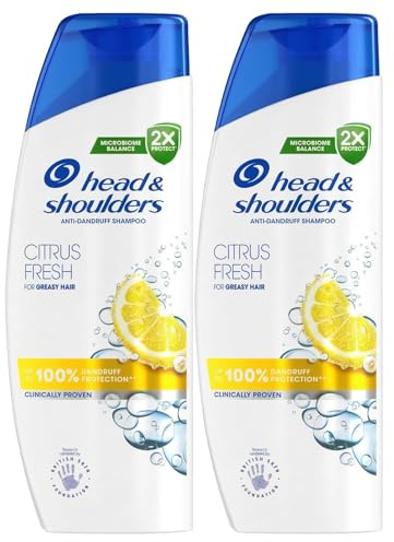Head and Shoulders Citrus Fresh Anti Dandruff Shampoo for Oily Hair and Greasy Scalp, Clarifying Hair Care Treatment for Itchy Flaky Scalp Relief, Refreshing Scent, 200ml (Pack of 2) Twin Multipack