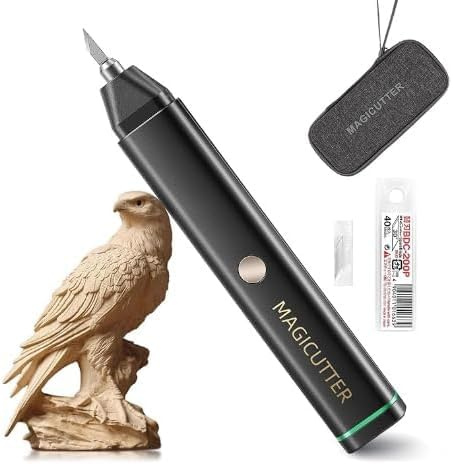 GJMYNSI Cutter à ultrasons portable 40 kHz multifonction avec 40 lames de rechange, pour couper des modèles imprimés en 3D, ébavurage, acrylique, bois, plastique et