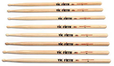 Vic Firth American Classic Series - Bacchette per batteria 5A - American Hickory - Punta in legno naturale - 4 paia