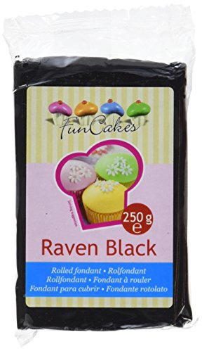 FunCakes Fondant - Raven Black 1er Pack (1 x 250 g) schwarz