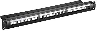 Goobay 95743 Panneau de Brassage Keystone 19 Pouces (48.3 cm), 24 Ports, Noir