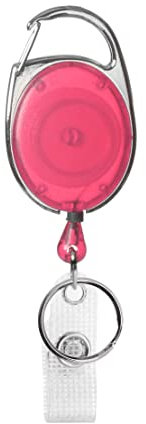 Karteo Ausweishalter Jojo rosa [Stück] Ausweisjojo oval mit Vinylstrap gewerbeverstärkt und Aufrollmechanismus für Ausweishüllen Kartenhüllen Kartenhalter