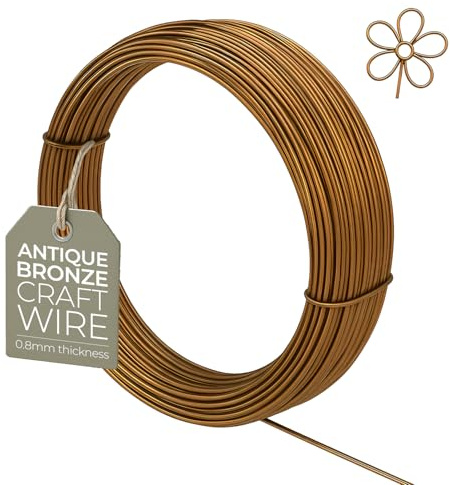 Jewellery Wire, Antique Bronze 0.8mm 20 Gauge - Non-Tarnish Bronze Coloured Copper Craft Wire for Jewellery Making, Beading & Crafts - 6m