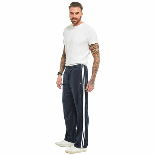 MyShoeStore Mens Track Suit Bottom Casual Elasticated Waist Tracksuit Bottoms Silky Joggers Jogging Jog Trousers Leisure Gym Sports Yoga Open Hem Pull On Pants