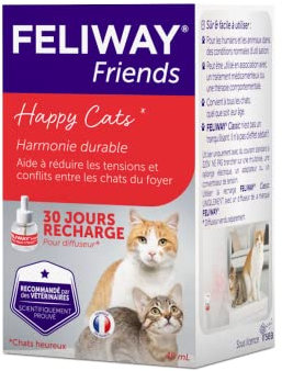 FELIWAY Friends 30 Jours - 1 Recharge pour Diffuseur de Phéromones Apaisantes pour Chats (48 ml) - Harmonie Retrouvée : Aide à Réduire les Confilts et Tensions entre Chats vivant sous le même toit