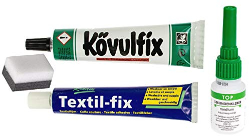 Kontaktkleber - Textilkleber - Lederkleber - Schuhkleber - TOP2GLUE Sekundenkleber - Alleskleber Set besonders günstig - jetzt mit Gratis Auftragsschwamm - Klebt Leder, Textil, Kunstoff, Holz, Metall
