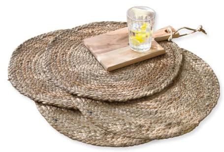 LOBERON Platzset 4er Set Dooling, braun | Handgeflochten, Natürlicher Look, Tischset, Tischdekoration, Tischaccessoires, Jute