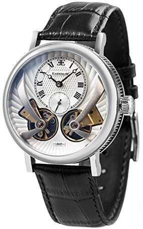 Thomas Earnshaw Beaufort Anatolia ES-8059-01 mechanische Herren-Armbanduhr mit Automatikgetriebe, silbernes Zifferblatt mit klassischer Analoganzeige, schwarzes Lederarmband