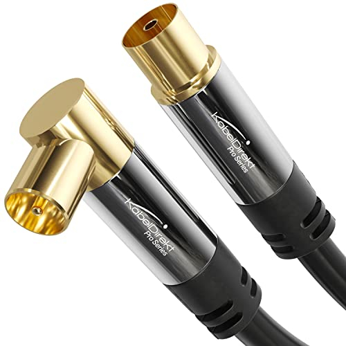 KabelDirekt – Cavo Antenna TV 4K, Coassiale – 90° angolato/dritto – 3 m – Cavo TV digitale/analogico – Disponibile in 0,5-20 m (Presa dritta/Spina angolata, per DVB-C/DVB-T/DVB-S, nero)