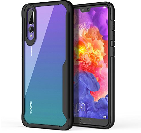 ORETECH Coque pour Huawei P20 Pro, Housse de Protection Hybride Anti-Choc avec Couvercle Arrière Transparent Noir