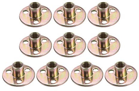 sourcing map 3/8 x36x2.5mm Brad Hole Tee Nut in acciaio al carbonio T-Nuts Mobili Hardware Flangia Inserto Filetto Femmina 10pcs