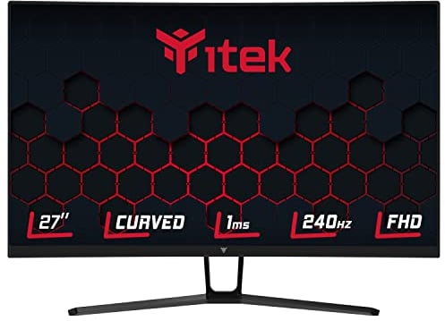 Itek Monitor GGC - 27 Pollici, Curvo, Risoluzione FHD 1920x1080, Pannello VA da 240Hz, schermo 16:9, Tempo di risposta 1ms MPRT, Collegamenti 3xHDMI e DP, HDR Ready, Adaptive Sync.