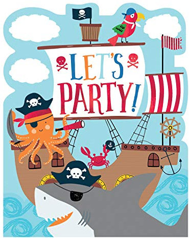 Ahoy Birthday Hot stamped Invitations with Stickers (8 pk)
