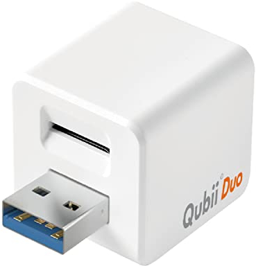 MAKTAR Qubii Duo USB-A Flash-Laufwerk, Automatische Backup während des Ladevorgangs, MFi Zertifiziert Foto-Stick Kompatibel mit iPhone/iPad/Android (ohne MicroSD Karte, Weiß)
