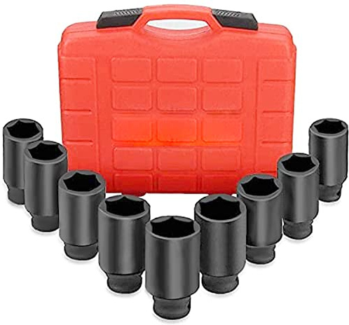 Juego De Vasos De Impacto 1/2 6 Caras Para Bujes 29mm 30mm 31mm 32mm 33mm 34mm 35mm 36mm 38mm, 9 unidades