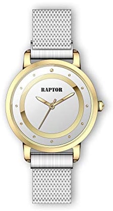 Raptor Damen-Uhr Edelstahl Milanaiseband Magnetverschluß Analog Quarz RA10199 (silberfarbig/goldfarbig)
