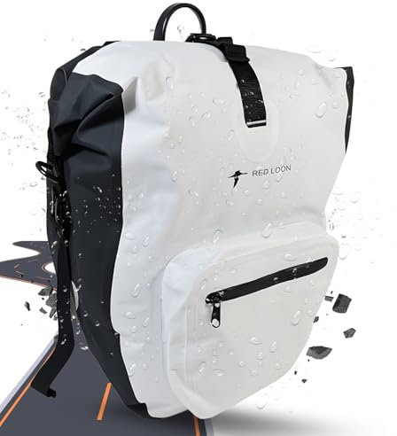 Fahrradtasche eBike hinten - Bike Packing - Radtasche für Gepäckträger wasserdicht - Fahrradtasche - Hinterradtasche - Fahrradtasche Gepäckträger - Hecktasche - Fahrrad Gepäckbox - Red Loon weiß